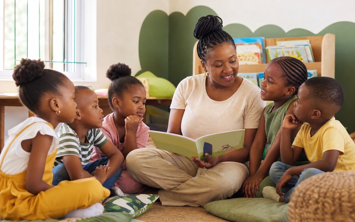 Children at a new reading corner